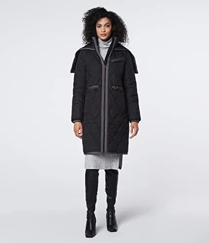 Andrew Marc Women's Long Jacket Signature Quilted Black X-Small | Stylish Winter Anorak with Lava-Quilt Design thumbnail 4