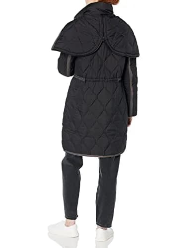 Andrew Marc Women's Long Jacket Signature Quilted Black X-Small | Stylish Winter Anorak with Lava-Quilt Design thumbnail 2