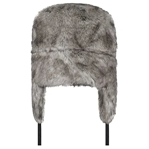 HKSICHENGKEJI Trapper Russian Trooper Hat Gray | Warm Faux Fur Earflap Cap for Cold Weather thumbnail 9