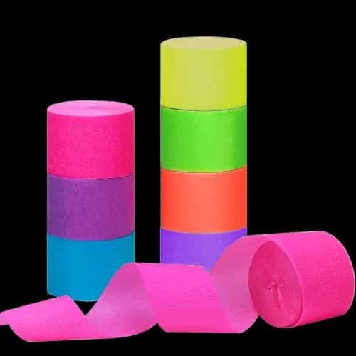 MFLUEEWR Black Decorative Ribbon Trim 384m (1260ft) | UV Reactive Neon Paper Streamers for Parties thumbnail 1