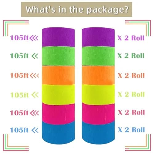 MFLUEEWR Black Decorative Ribbon Trim 384m (1260ft) | UV Reactive Neon Paper Streamers for Parties thumbnail 6