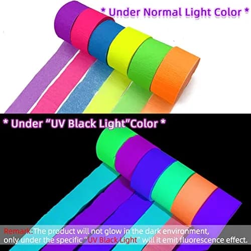 MFLUEEWR Black Decorative Ribbon Trim 384m (1260ft) | UV Reactive Neon Paper Streamers for Parties thumbnail 3