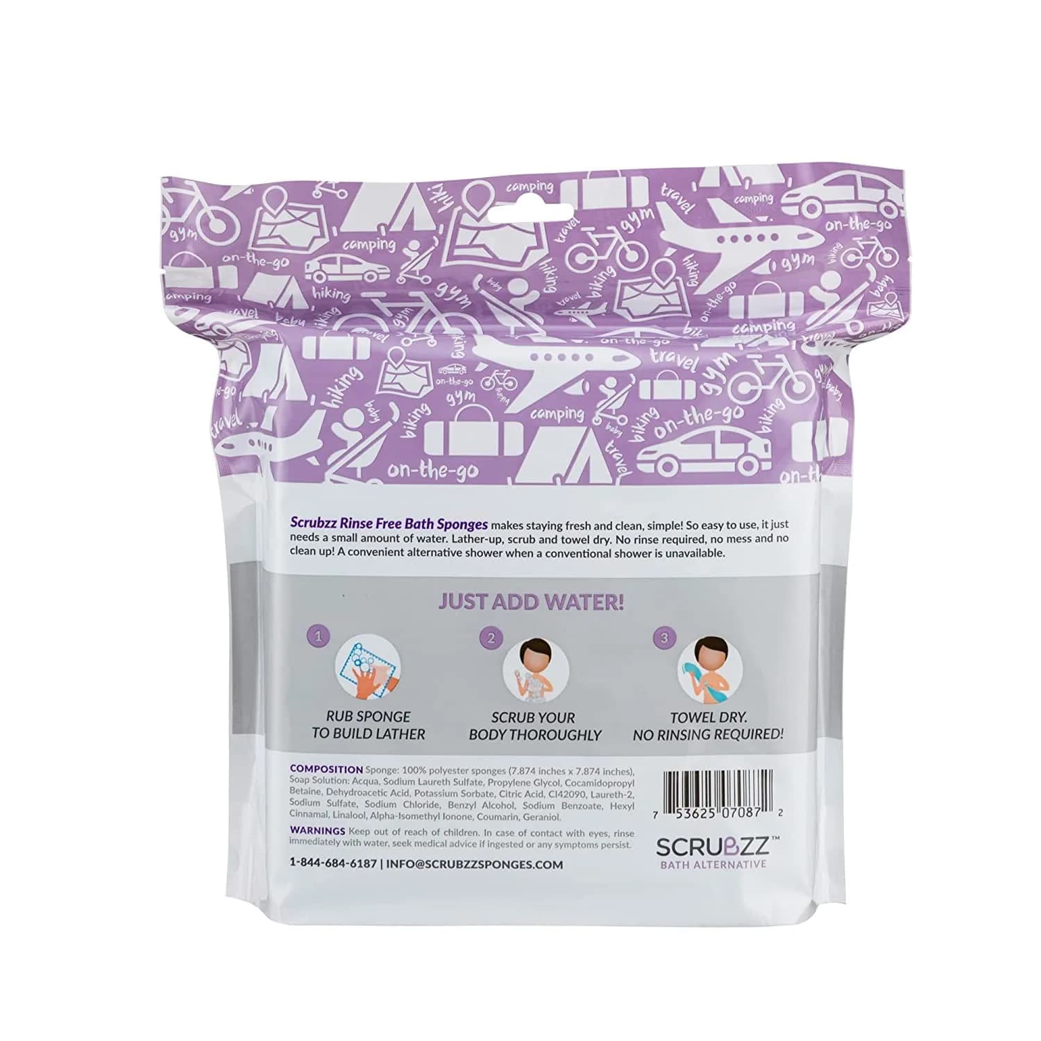 Scrubzz Disposable No Rinse Bathing Wipes 25 Count Lavender | Gentle Cleansing for Impractical Showers - view 7