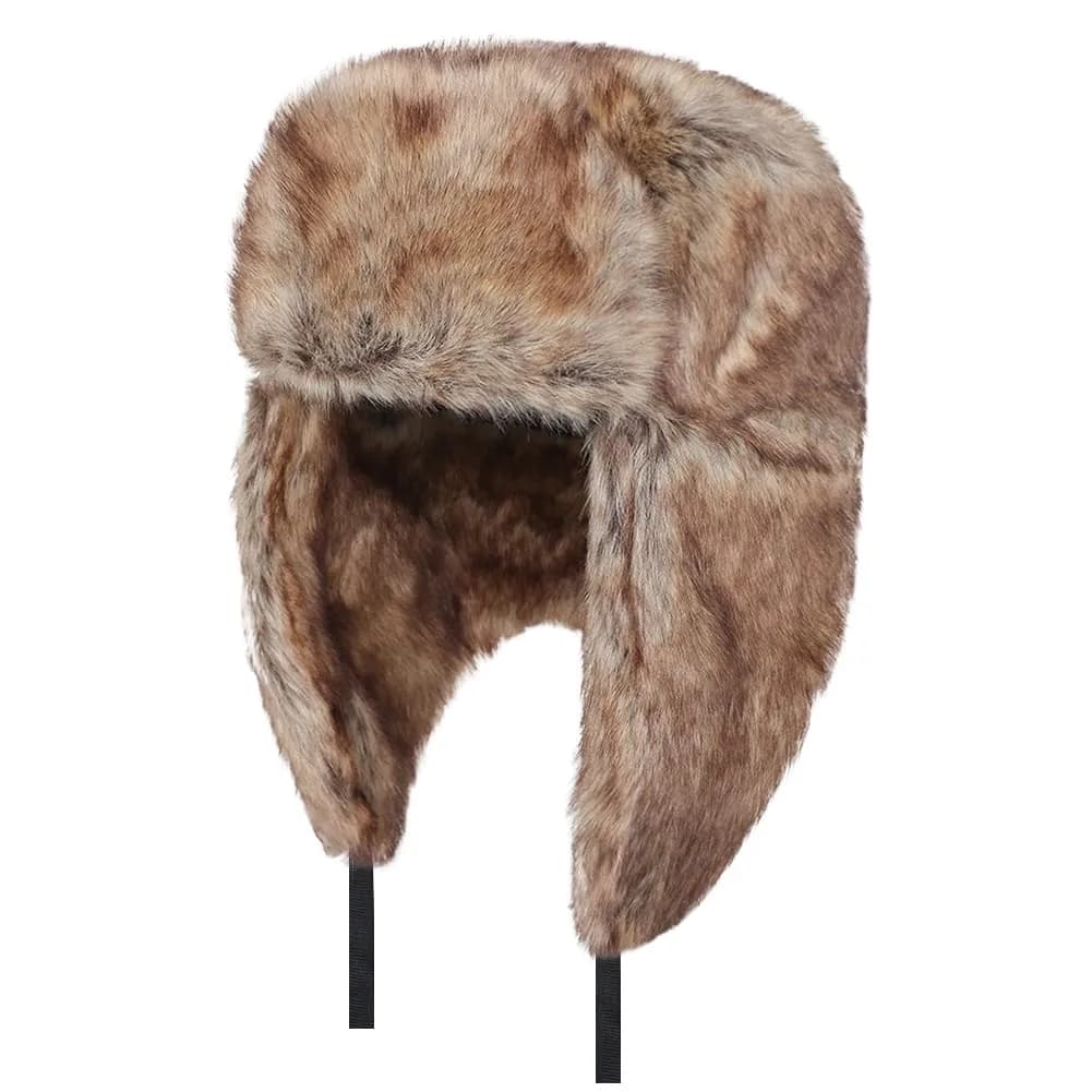 HKSICHENGKEJI Trapper Russian Trooper Hat Brown | Windproof Warm Faux Fur Earflap Cap for Men Women - view 7