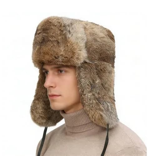 HKSICHENGKEJI Trapper Russian Trooper Hat Brown | Windproof Warm Faux Fur Earflap Cap for Men Women thumbnail 2