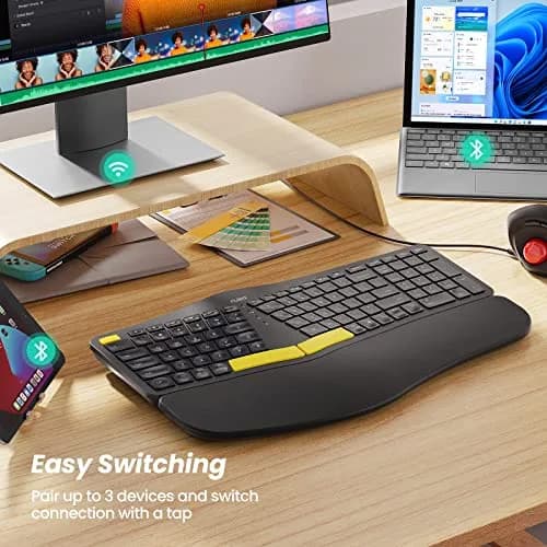 Nulea Ergonomic Split Wireless Keyboard with Wrist Rest 7-Color Backlight thumbnail 7