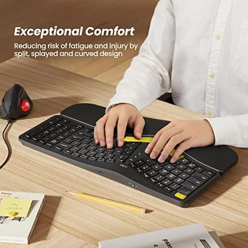Nulea Ergonomic Split Wireless Keyboard with Wrist Rest 7-Color Backlight thumbnail 2