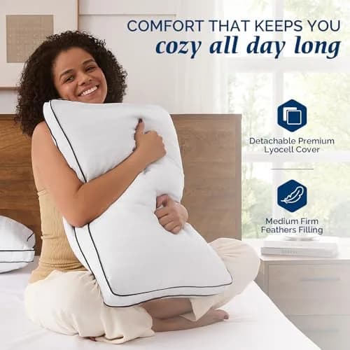 downluxe Goose Feather and Down Pillows King Set of 2 | Ultra-Soft, Ethically-Sourced thumbnail 3