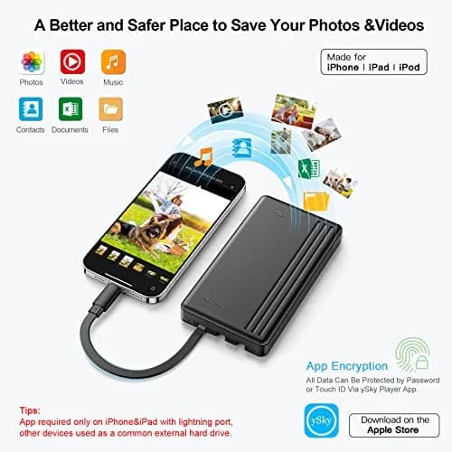ySky MFi Certified 1TB Portable External Hard Drive | Backup Photos & Videos thumbnail 3