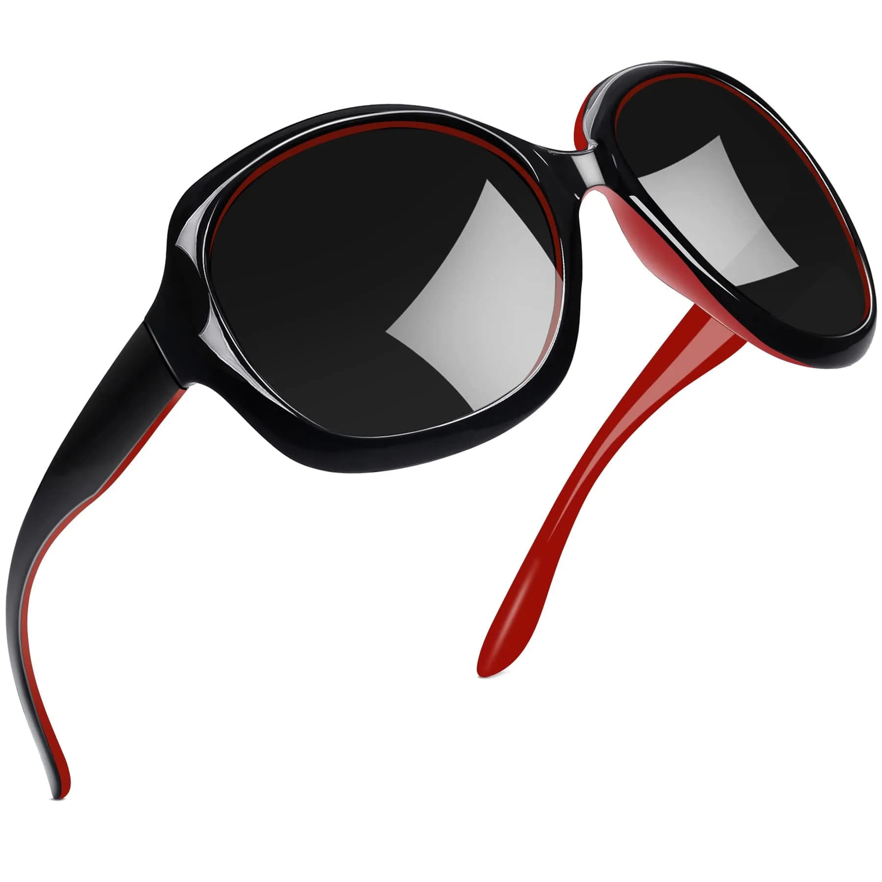 Joopin Oversized Butterfly Sunglasses for Women in Black Red/Grey with Polarized UV400 Protection - main product image