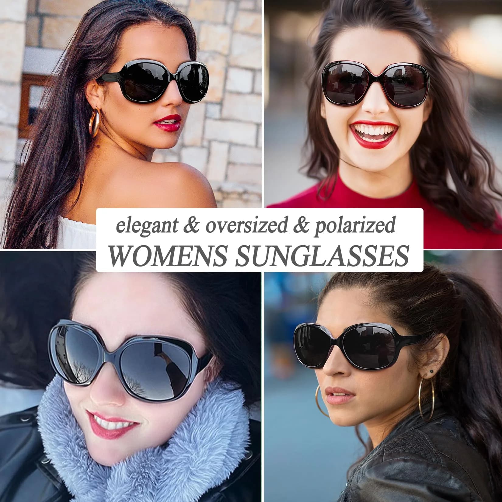 Joopin Oversized Butterfly Sunglasses for Women in Black Red/Grey with Polarized UV400 Protection - view 2