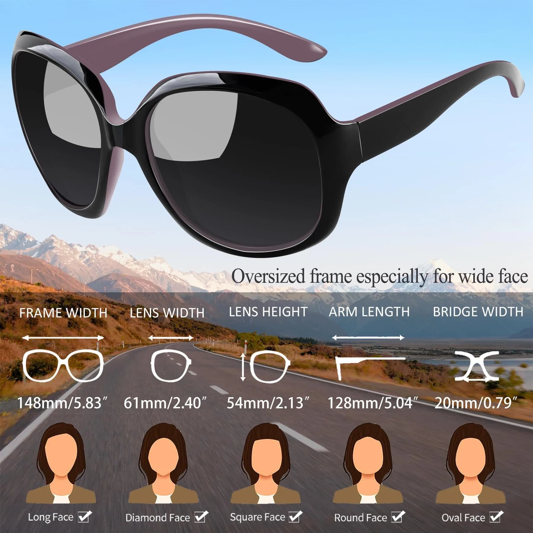 Joopin Oversized Butterfly Sunglasses for Women - Black Purple/Grey Gradient Lenses - view 4