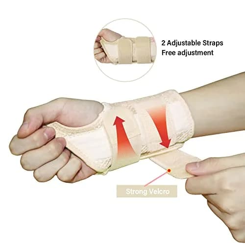 HYCOPROT Ergonomic Wrist Brace for Carpal Tunnel & Pain Relief, S/M Left Hand, Beige | Adjustable Compression Splint for Tendonitis & Arthritis thumbnail 3