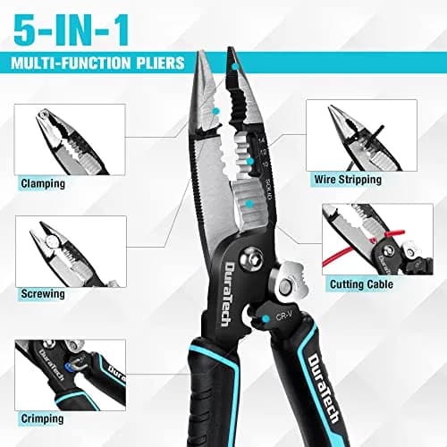 DURATECH 5-in-1 CR-V Wire Stripper for Crimping, 8" Multi-Function Tool | Heavy Duty, Ergonomic, Durable thumbnail 2