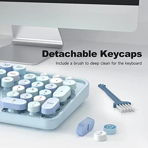 KNOWSQT Wired Computer Keyboard - Blue Colorful Retro Full Size Round Keycaps Plug and Play Typewriter Style 104 Keys | USB Wired Connection thumbnail 7