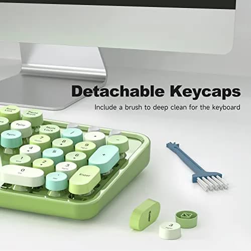KNOWSQT Wired Computer Keyboard - Green Colorful Retro Full Size Round Keycaps Plug and Play Typewriter Style Keyboard thumbnail 7