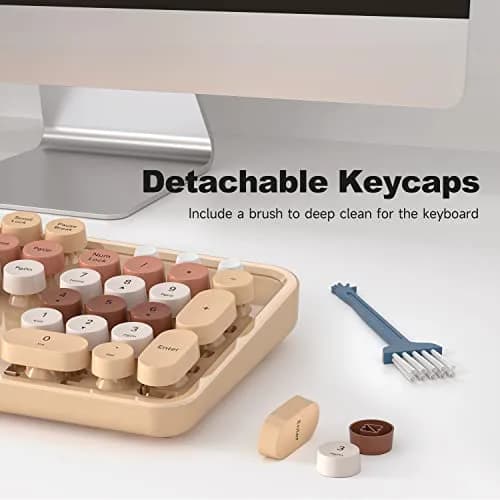 KNOWSQT Milk Tea Colorful Retro Full Size Round Keycap Wired Keyboard | 104-Key QWERTY Layout thumbnail 7