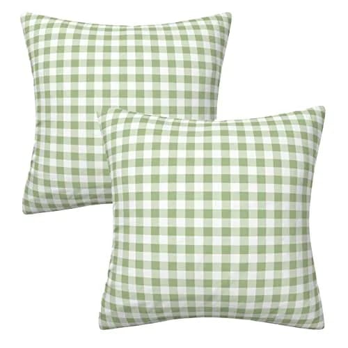 AHAHM Buffalo Check Plaid Throw Pillow Cover 40x40cm (16x16 Inch) Set of 2 | Farmhouse Decorative Cushion Case for Sofa & Outdoor thumbnail 1