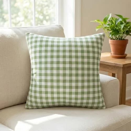 AHAHM Buffalo Check Plaid Throw Pillow Cover 40x40cm (16x16 Inch) Set of 2 | Farmhouse Decorative Cushion Case for Sofa & Outdoor thumbnail 3