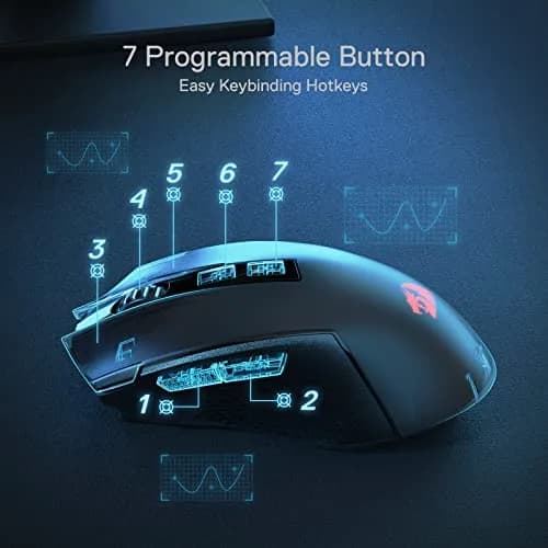 Redragon M693 Wireless Gaming Mouse 8000 DPI, 7 Macro Buttons, 3-Mode Connection | PC & Mac Gaming Mouse thumbnail 7