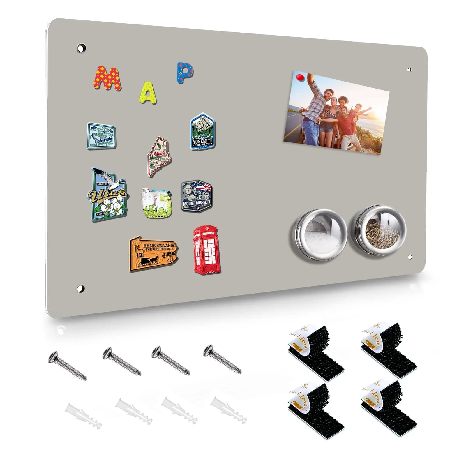 HYHOSHI Magnetic Board 44.5 cm x 29 cm (17.5" x 11.4") | Gray Metal Bulletin Board for Notes, Photos, Magnets
