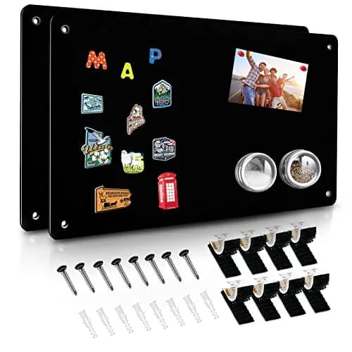 HYHOSHI Black Magnetic Board 44.5cm x 29cm (2-Pack) | Display Photos, Notes, and Magnets thumbnail 1