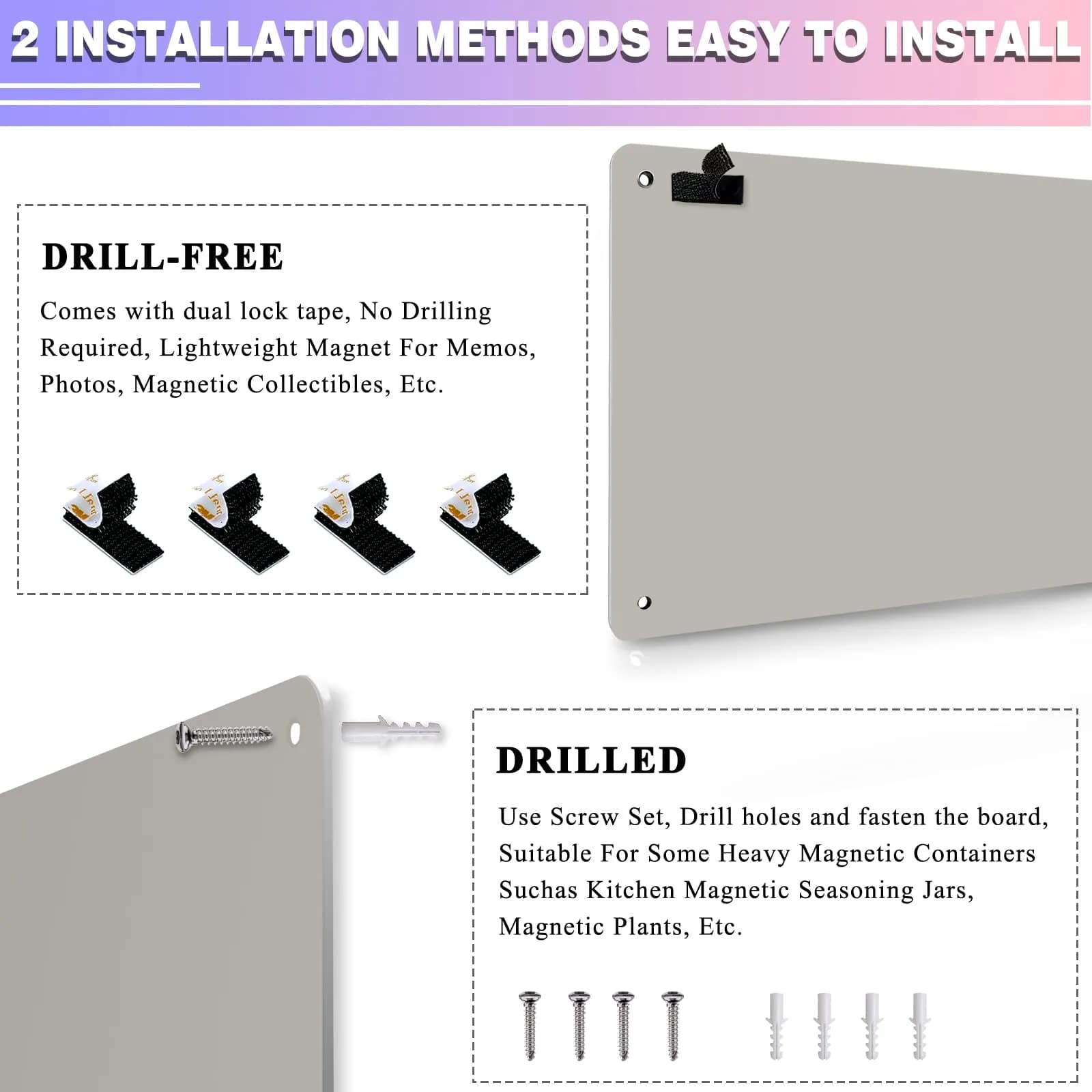 HYHOSHI Magnetic Board 44.96cm x 29.97cm (17.5" x 11.4") 2-Pack | Display Photos, Notes, and Magnets - view 3