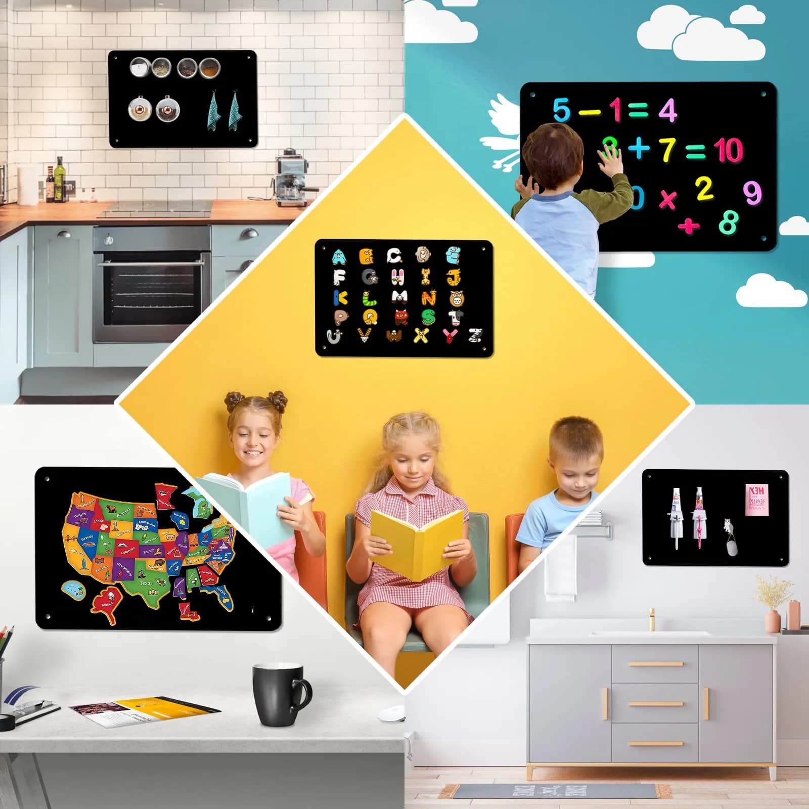 HYHOSHI Black Magnetic Board 43.9 cm x 29 cm (17.5" x 11.4") | Display Photos, Notes, Magnets - view 6