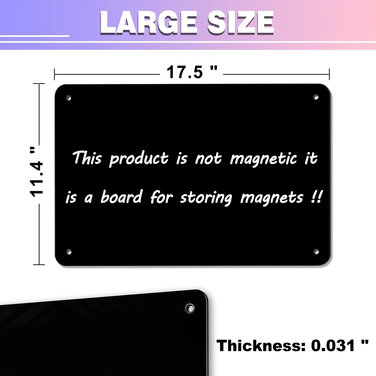 HYHOSHI Black Magnetic Board 43.9 cm x 29 cm (17.5" x 11.4") | Display Photos, Notes, Magnets - view 2