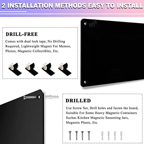 HYHOSHI Black Magnetic Board 43.9 cm x 29 cm (17.5" x 11.4") | Display Photos, Notes, Magnets thumbnail 3