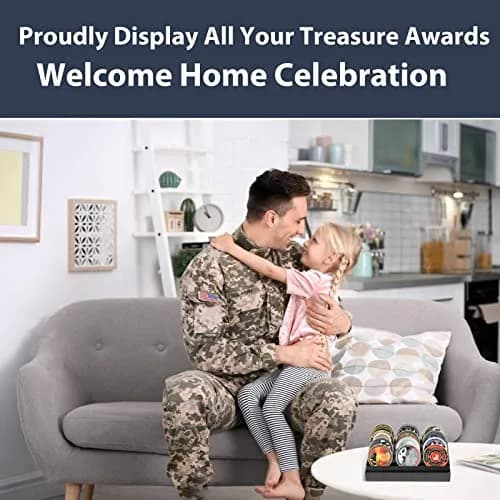DecoWoodo Challenge Coin Holder Display Case 4 Row Solid Wood Black Finish | Space-Saving Military Coin Rack thumbnail 6