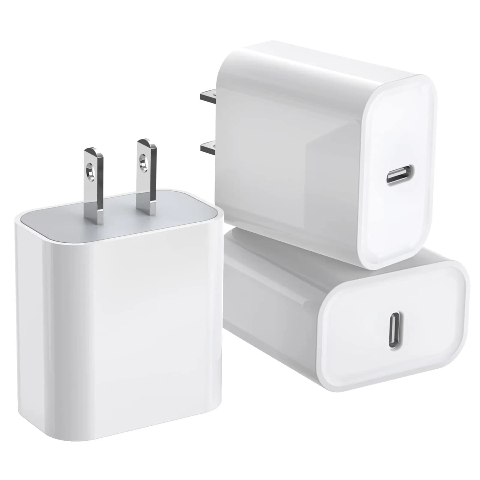 DelTucci 3Pack USB C Charger Blocks 20W | Fast Charging Power Delivery for iPhone & Android