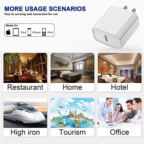 DelTucci 3Pack USB C Charger Blocks 20W | Fast Charging Power Delivery for iPhone & Android thumbnail 7