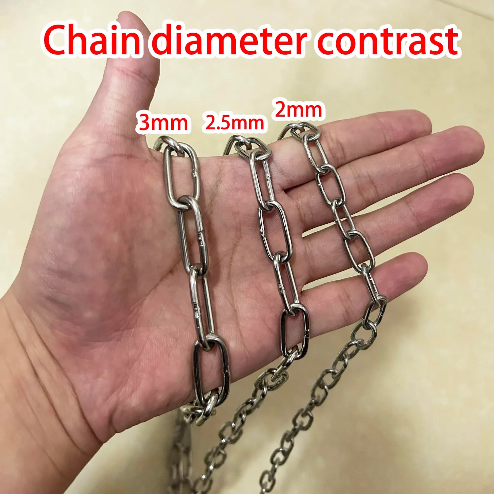 4every SUS304 Stainless Steel Chain 2mm x 3m (0.08" x 9.8ft) | Light Duty Utility Chain for Home & Outdoor Use - view 2