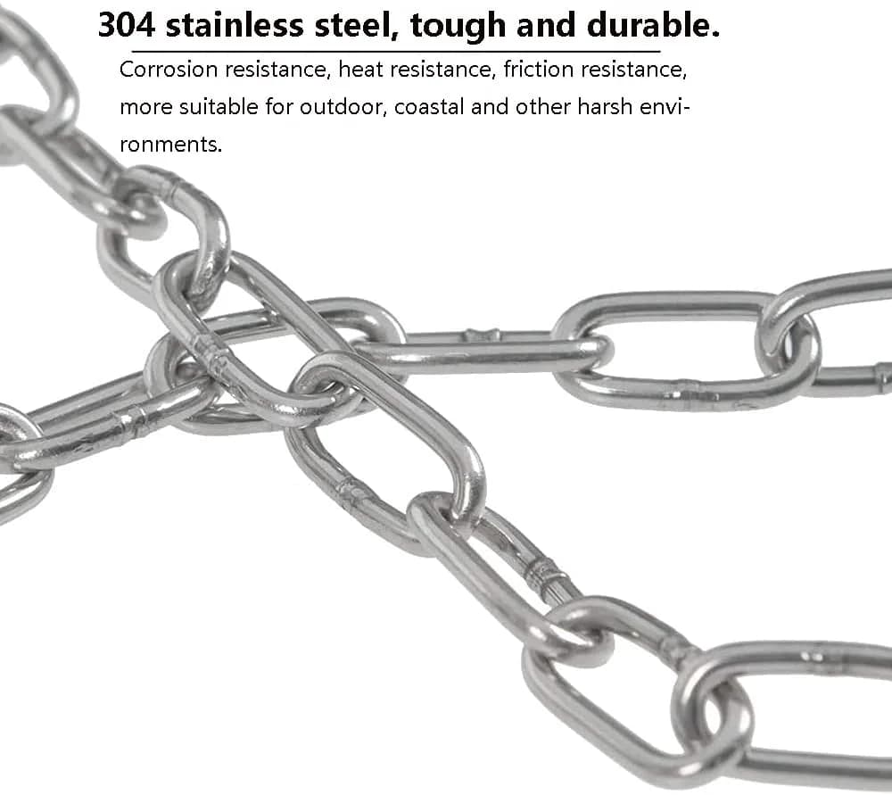4every SUS304 Stainless Steel Chain 2mm x 3m (0.08" x 9.8ft) | Light Duty Utility Chain for Home & Outdoor Use - view 4