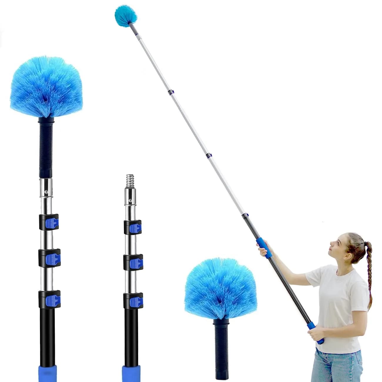MAYKI 20-Foot Cobweb Duster with Extension Pole Kit | Nylon Duster Head, Aluminum Pole, 2-Piece Set - main product image
