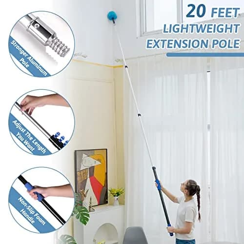 MAYKI 20-Foot Cobweb Duster with Extension Pole Kit | Nylon Duster Head, Aluminum Pole, 2-Piece Set thumbnail 2