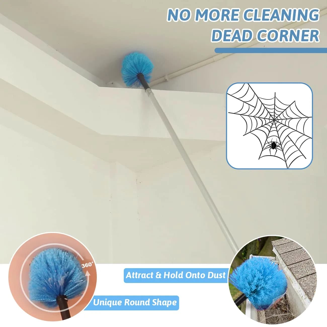 MAYKI 20-Foot Cobweb Duster with Extension Pole Kit | Nylon Duster Head, Aluminum Pole, 2-Piece Set - view 4
