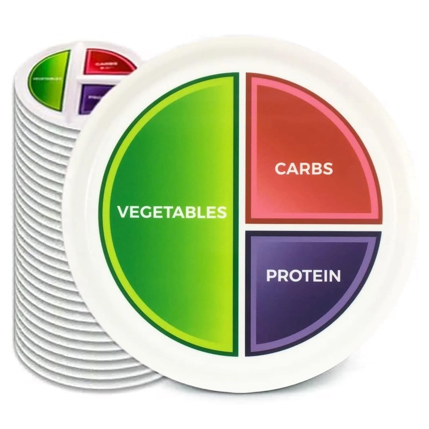 Health Beet Macro Diet Portion Control Plates (48-Pack) | 3 Compartments for Balanced Eating - main product image