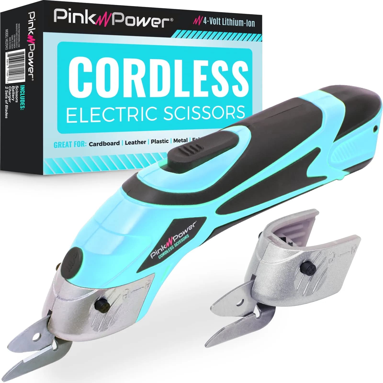 Pink Power HG1214 Cordless Electric Fabric Scissors | 20 cm (7.5 inch) Cutting Tool with 2 Blades & Charger - main product image