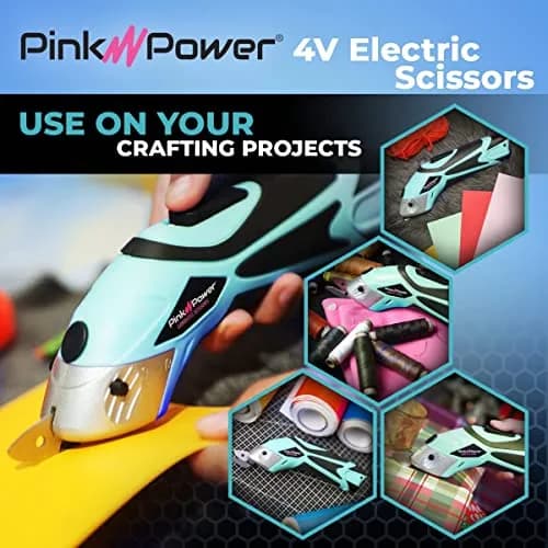 Pink Power HG1214 Cordless Electric Fabric Scissors | 20 cm (7.5 inch) Cutting Tool with 2 Blades & Charger thumbnail 4
