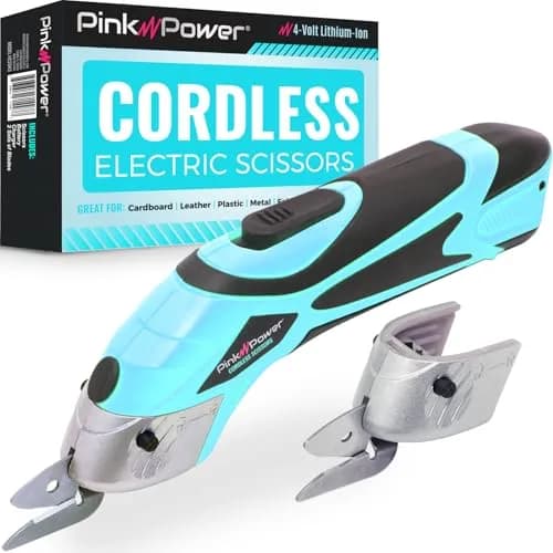 Pink Power HG1214 Cordless Electric Fabric Scissors | 20 cm (7.5 inch) Cutting Tool with 2 Blades & Charger thumbnail 1