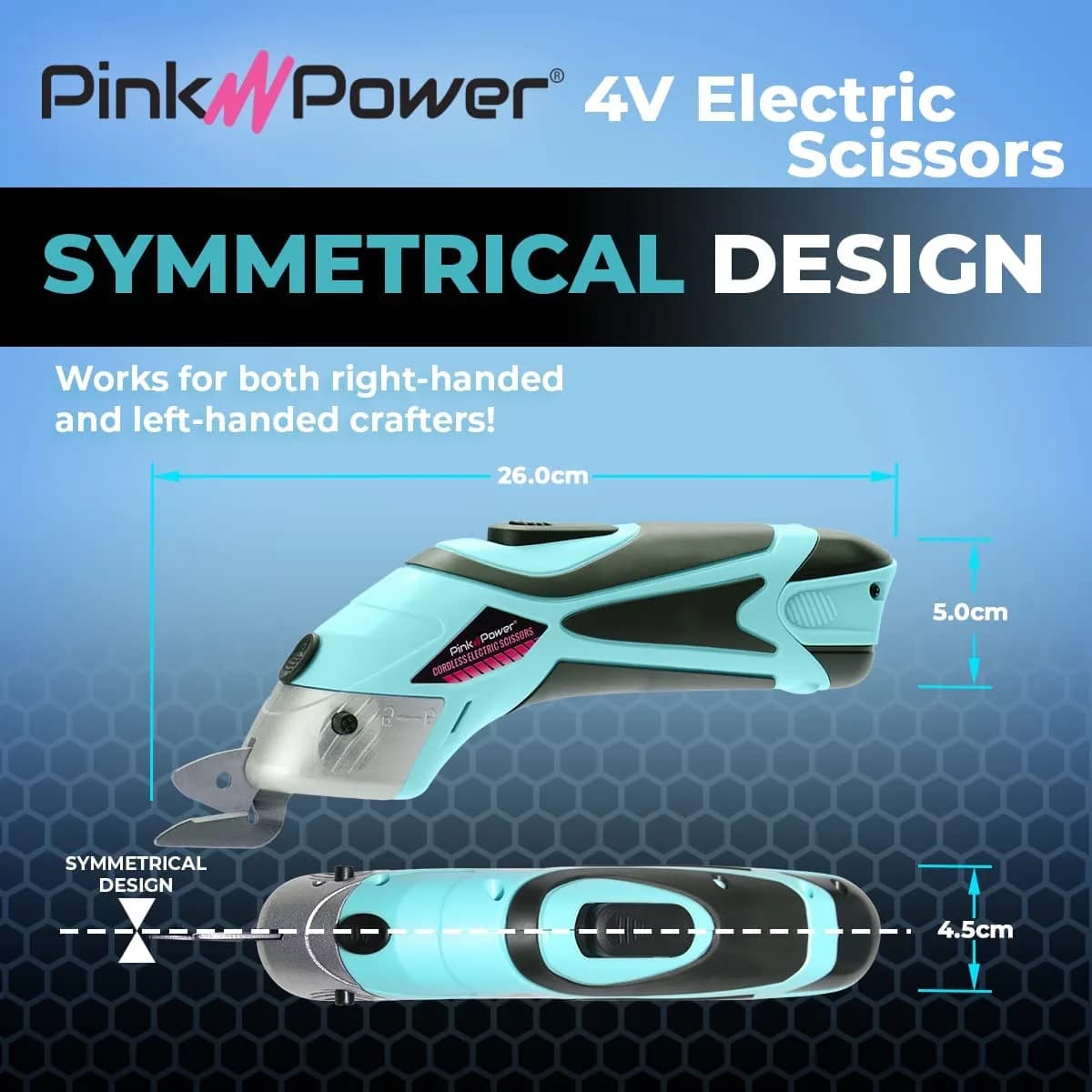 Pink Power HG1214 Cordless Electric Fabric Scissors | 20 cm (7.5 inch) Cutting Tool with 2 Blades & Charger - view 3