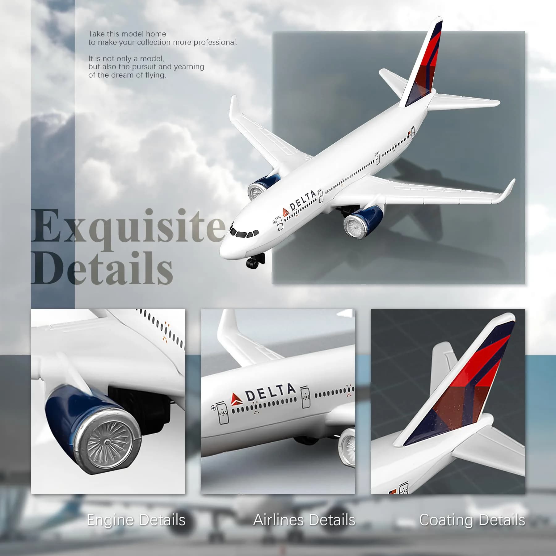 Joylludan Delta Plane Model 14.2 cm (5.6 in) Length | Diecast Alloy Aircraft Replica for Collections - view 4