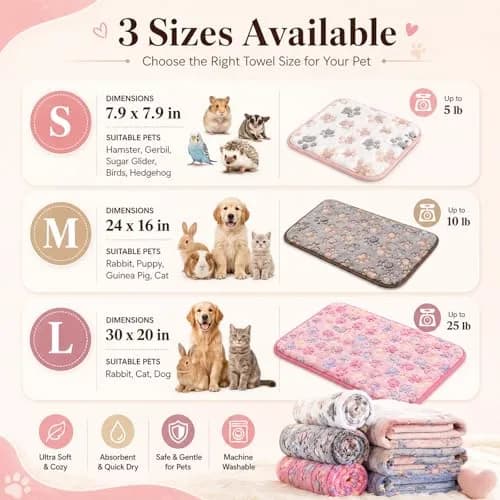 Grddaef Guinea Pig Fleece Blankets 6 Pieces 20cm x 20cm (7.9" x 7.9") | Waterproof & Washable Small Animal Cage Liners thumbnail 6