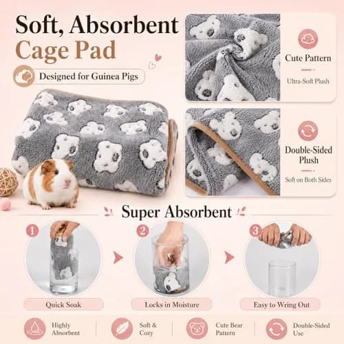 Grddaef Guinea Pig Fleece Blankets 6 Pieces 20cm x 20cm (7.9" x 7.9") | Waterproof & Washable Small Animal Cage Liners thumbnail 2