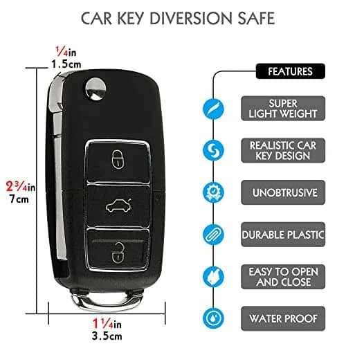 LUEXBOX 2 Pack Fake Car Key Secret Safe Containers | 7.5cm x 3.5cm x 1.5cm (Interior: 3.7cm x 2.2cm x 0.6cm) thumbnail 2