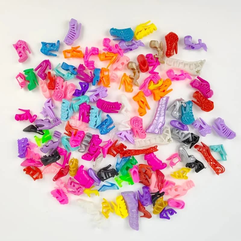 55 Pairs Doll Shoes Set for 11.5" Dolls | Assorted High Heel, Boots & Flats thumbnail 2