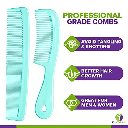 Mars Wellness 4 Piece Professional Green Comb Set | Barber Quality Styling, Detangling, and Backcombing Combs thumbnail 3