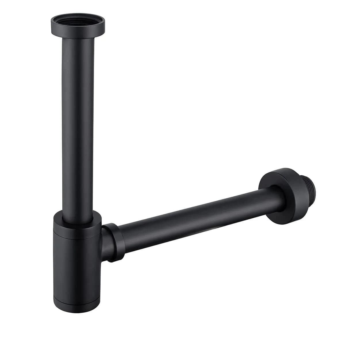SEABEFORE Brass Round Bottle P-Trap 1 1/4, Adjustable Basin Sink Waste Drain Trap Kit, Matte Black P Trap | Height Adjustable, Solid Brass, Easy Install - main product image